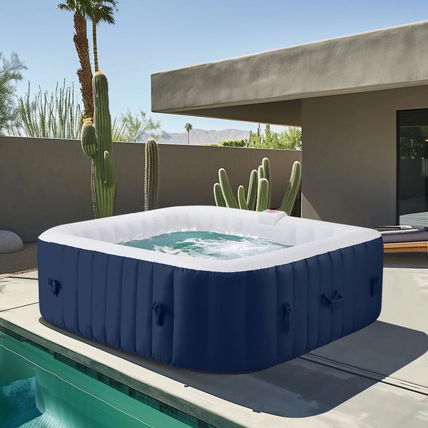 Hot Tub for 4-6 Person,  Outdoor Patio Large Inflatable Hot Tub Home SPA, with 130Pcs Massage Jets, 910L, 4 Filters, 2 Cup Holders, Lockable Cover, Storage Bag, Max 104℉, 73In, Navy