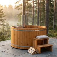 Wood Fired 4-Person to 5-Person 0-Jet Hot Tub and Ice Bath with Internal Stove Pine — Studio Shot