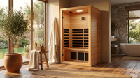 1 Person Extendable FAR Infrared Sauna for Home, Hemlock Wood Low EMF 6 Carbon Heaters Indoor Saunas with LED Lights, Bluetooth Speaker, Digital Control Panel, and Seating Bench — Lifestyle