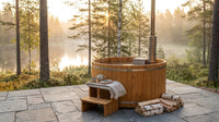 Wood Fired 4-Person to 5-Person 0-Jet Hot Tub and Ice Bath with Internal Stove Pine — Lifestyle